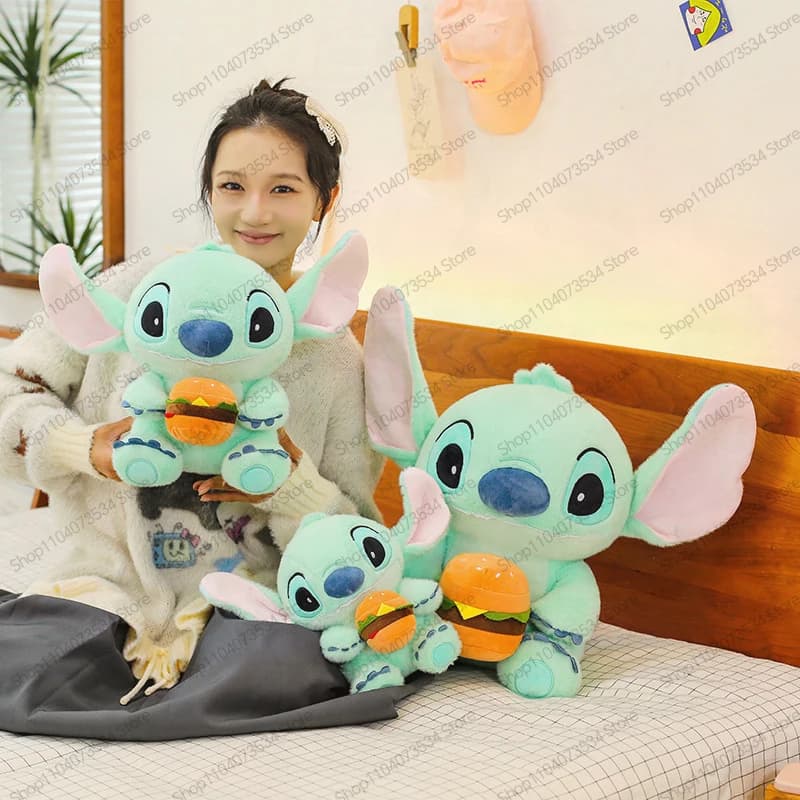 Peluche Disney Kawaii a Forma di Hamburger, Grande Bambola Angelo Cartoon, Regalo di Compleanno per Bambini e Adulti, Adorabile Peluche per Amanti degli Anime
