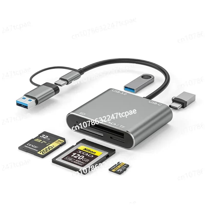 Il nuovo lettore di schede multifunzione USB 3.0 supporta la lettura di tipo C della docking station 5 in 1 per schede TF/SD/XQD