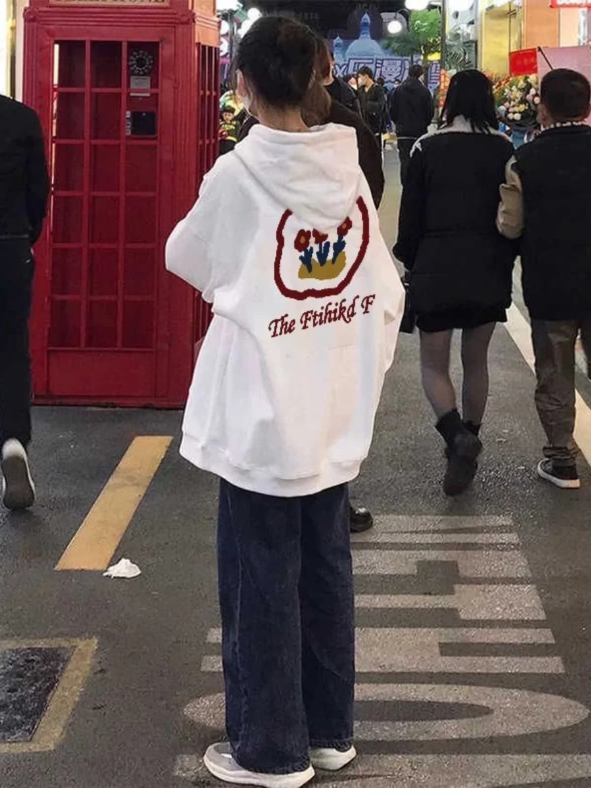 American Retro Oversize Hoodie Long Sleeve White Loose Spring Autumn Casual Style Street Fashion Men's Sweatshirt