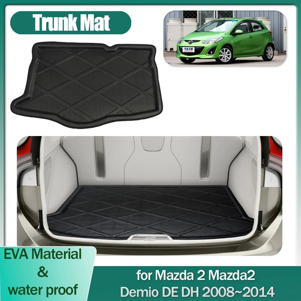 Tappetino per bagagliaio per Mazda 2 Mazda2 Demio DE DH 2008 ~ 2014 2009 2010 2011 2012 2013 rivestimento per bagagliaio vassoio per pavimento per bagagliaio tappeto per bagagli accessori per copertura impermeabile
