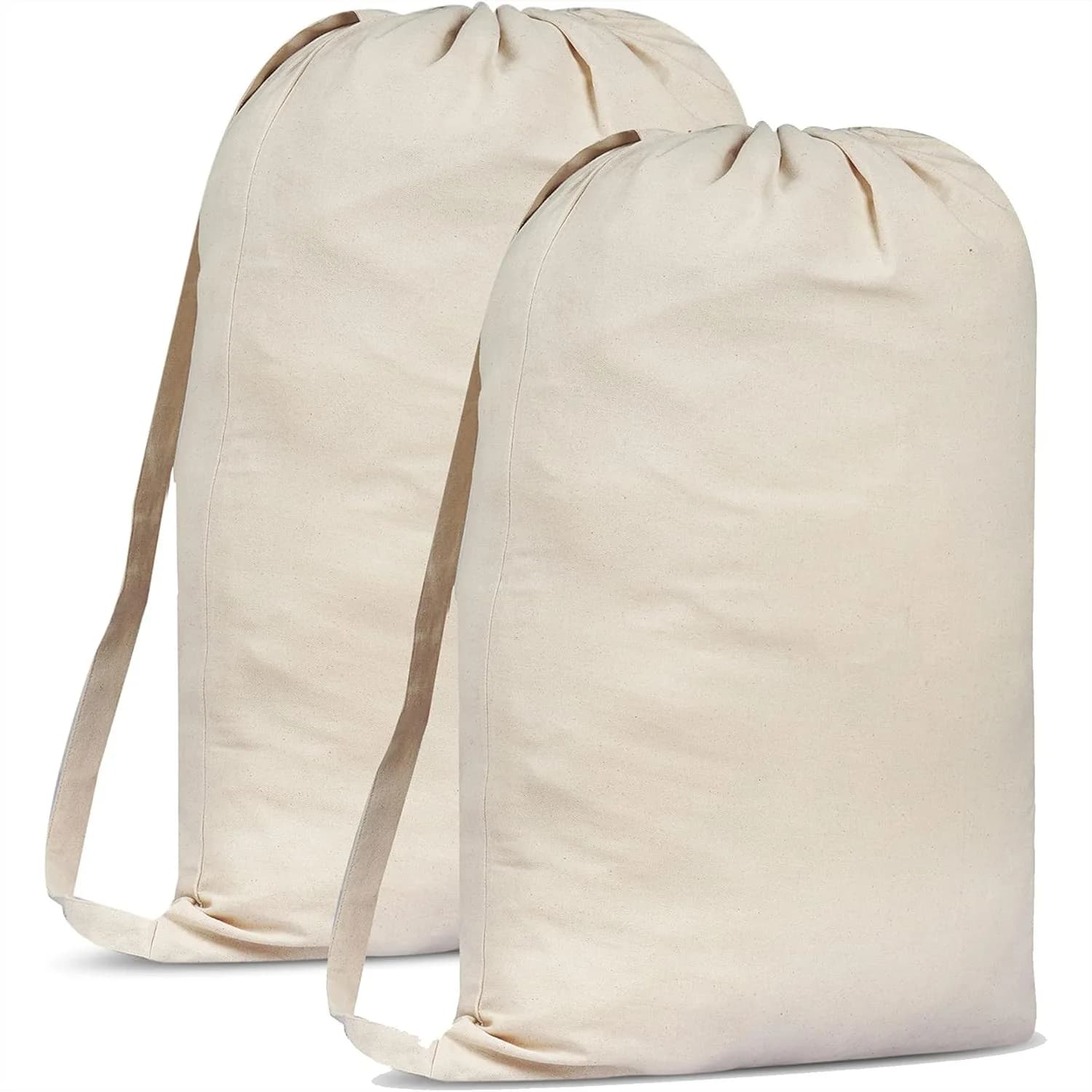 Sacchetto per biancheria in cotone 40L, borsa per la spesa resistente, 30x22 pollici, con coulisse e blocco cordino, lavabile in lavatrice, riutilizzabile, da viaggio