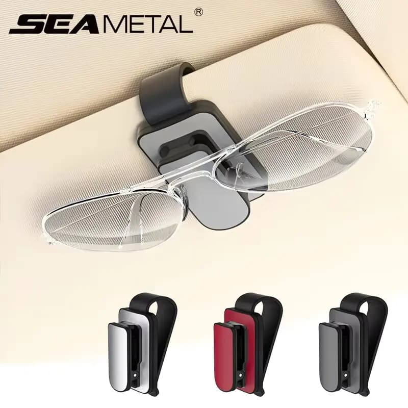 SEAMETAL Porta occhiali per auto in lega Stabile per auto Visiera parasole Occhiali da sole Clip Supporto per occhiali compatto in metallo Antigraffio