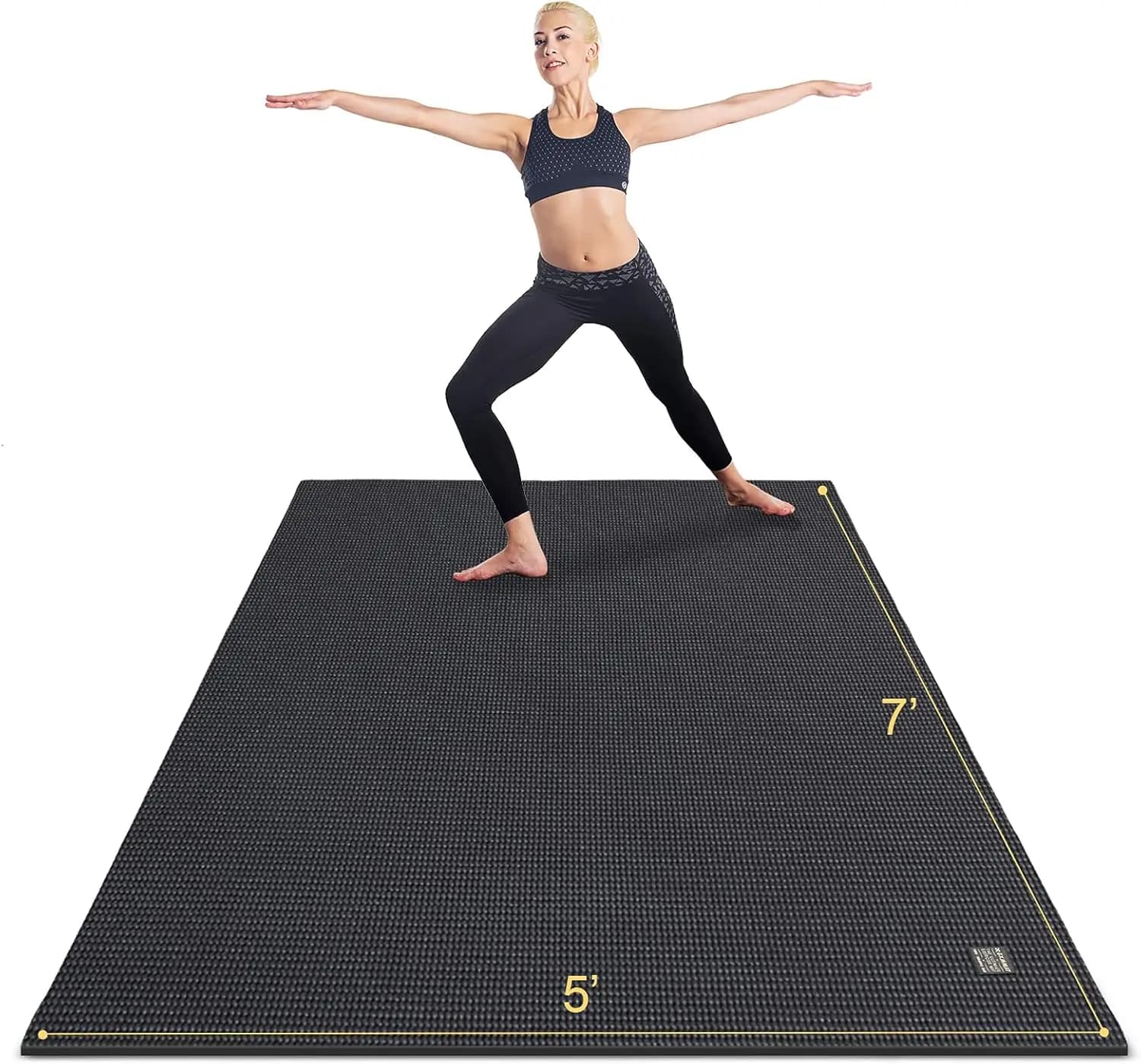 Tappetino Yoga Grande 6'x4'/6'x6'/7'x5' Extra Spesso 9mm, Tappetini per Allenamento per Pavimenti di Palestre Domestiche, Tappetino Largo Antiscivolo per Esercizi di Pilates