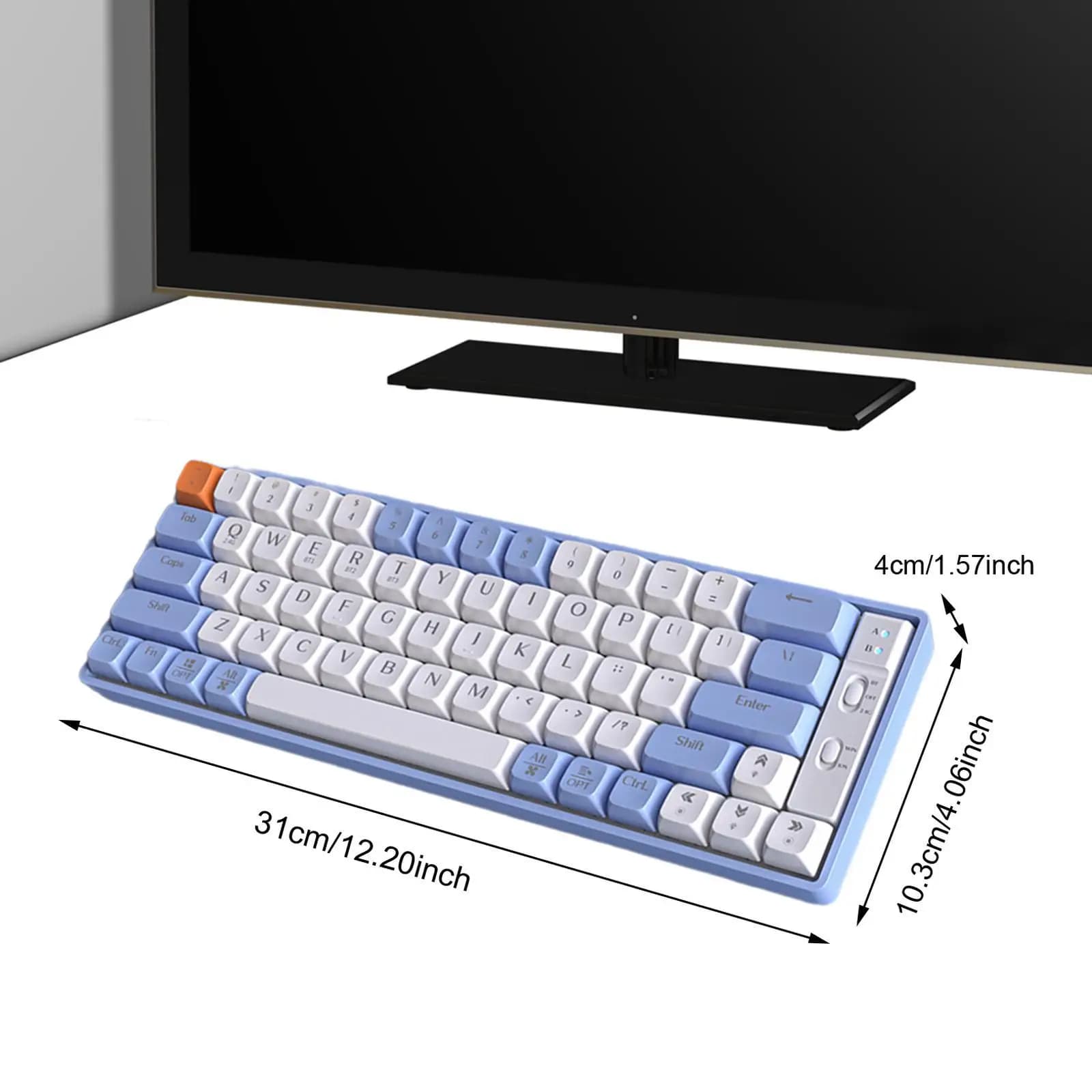 Tastiera da Gaming con 65 Tasti, Hot Swappable, Wireless, Ergonomica, Multifunzionale, 12x4 Pollici, Illuminazione RGB, Tastiera Meccanica Tipo C