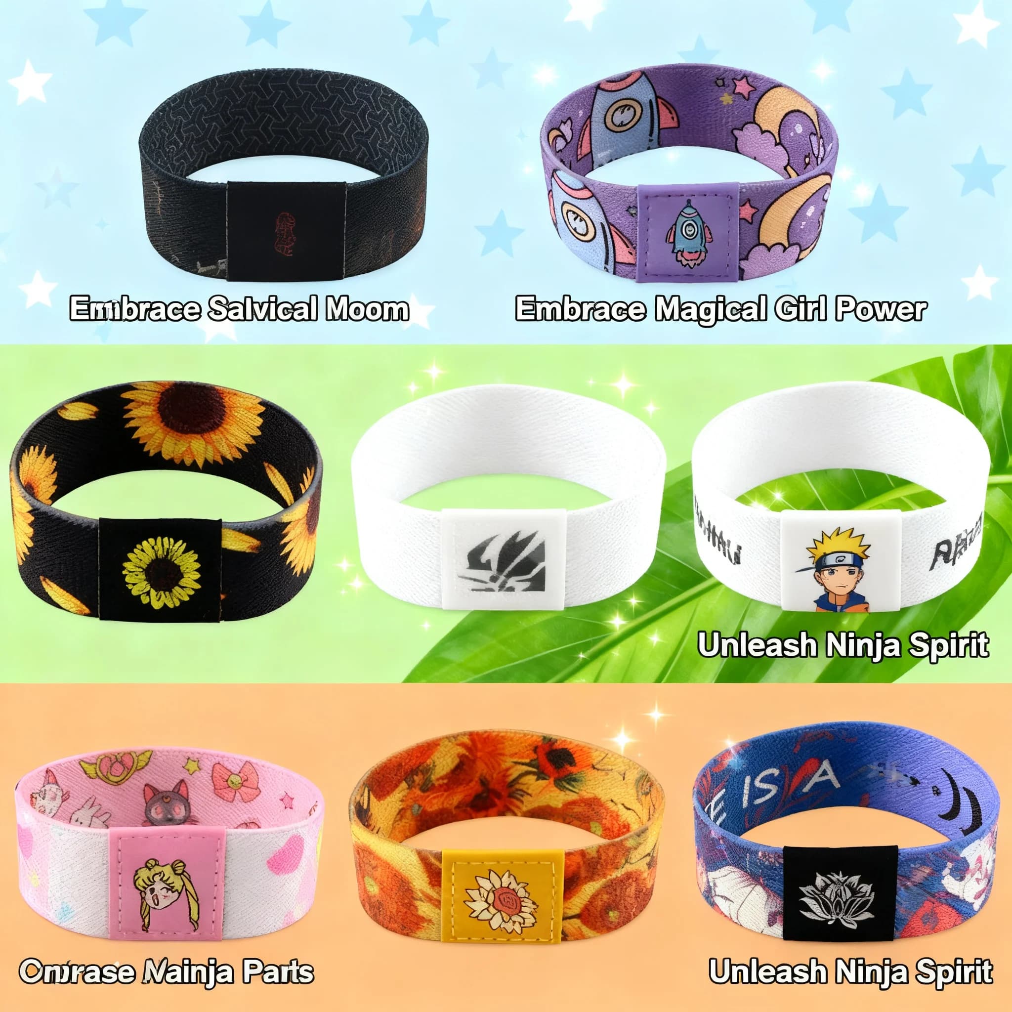 Fascia da Polso Elastica Personalizzata con Motivo Sole e Girasole, Supporto Sportivo, Trasferimento Termico, Lavabile