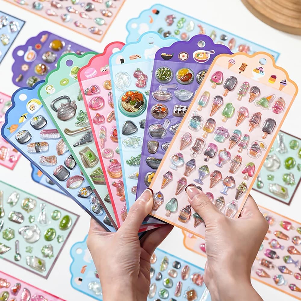 Adesivi 3D a Rilievo Kawaii Giapponesi a Tema Sushi per Scrapbooking, Quaderni, Cover per Telefoni, Album Fotografici, Decorazioni per Diari e Cancelleria