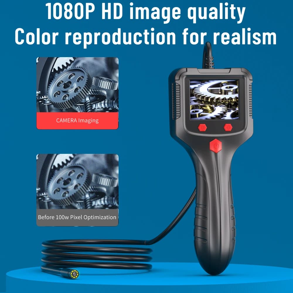 Telecamera Endoscopica con Schermo IPS a Colori da 2,4 Pollici, 1080P HD, Impermeabile IP68, Cavo Rigido da 2M per Ispezione Auto, Tubi e Fognature