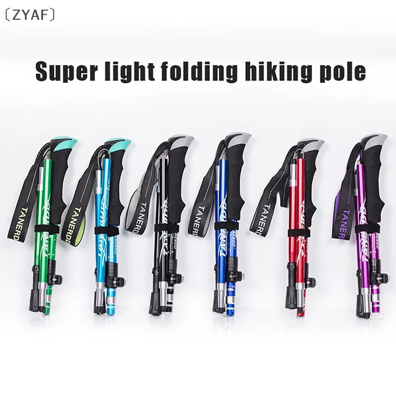 oYAF Deel1Pc 5 sections folding trekking pole external telescopic camping portable trekking stick for elderly easy to wear in the bag