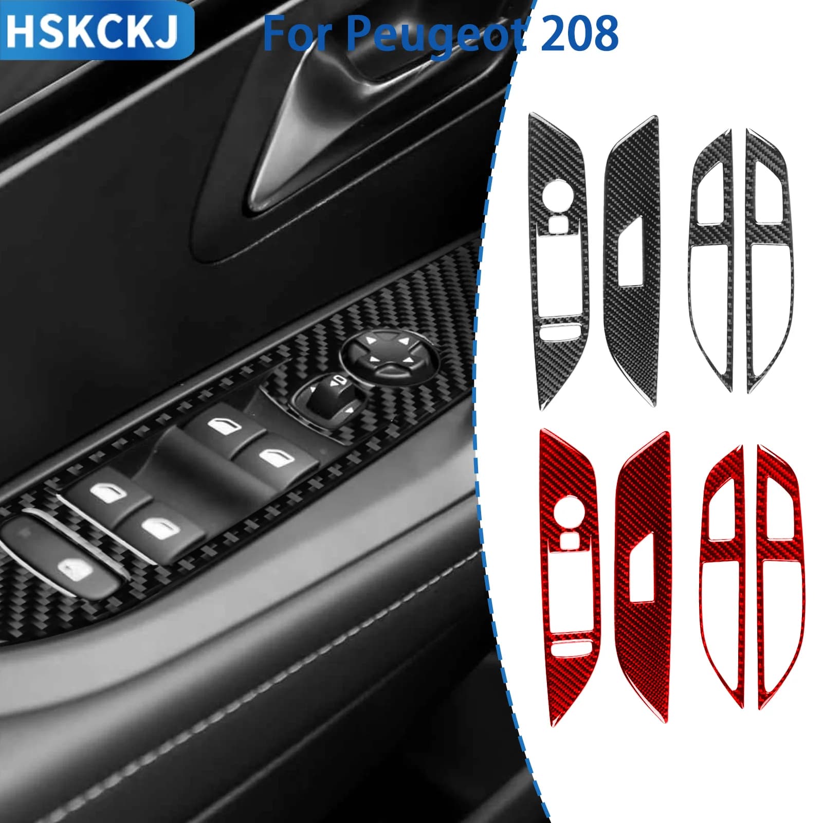 For Peugeot 208 2020-2025: Coal Fiber Decorative Frame for Panel Rack wipers, Accessories Car Interior Wall decal