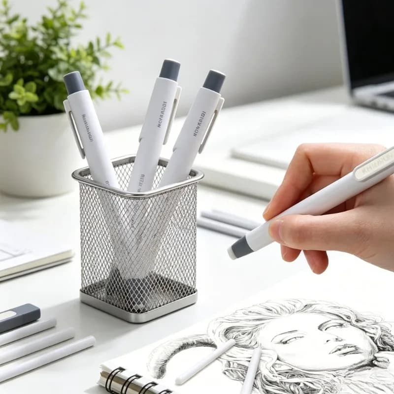 Eraser Pen Retractable Push Style With Refillable Core Portable Art Tool For Kids Students Learning Stationery