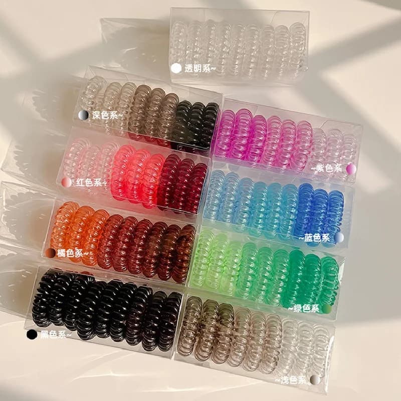 Set di 9 Elastici per Capelli a Spirale Trasparenti Sfumati, Scrunchies a Filo Telefonico per Ragazze, Dolci Elastici per Coda di Cavallo Quotidiana