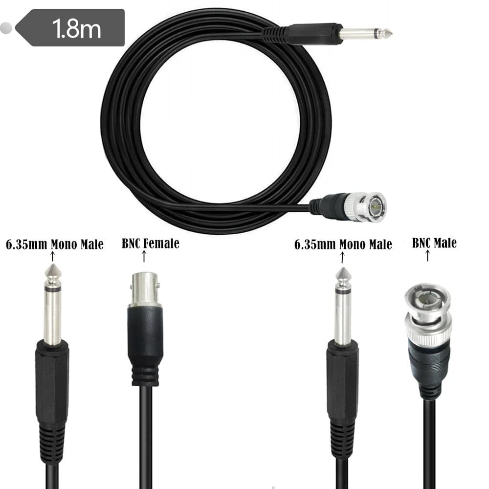 Cavo audio maschio da BNC a 6,35 mm 1/4 pollici Spina mono TS da 6,35 mm a spina BNC Cavo connettore bidirezionale per antenna telecamera CCTV DVR