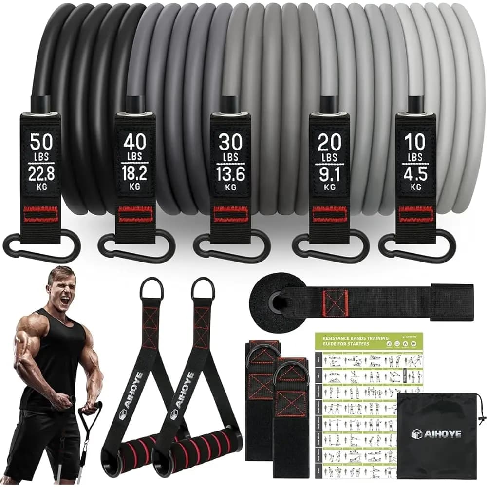 Fasce di Resistenza per Allenamento, Bande Elastiche con Maniglie, Fasce per Esercizi, Bande per Allenamento con Ancoraggi per Porta