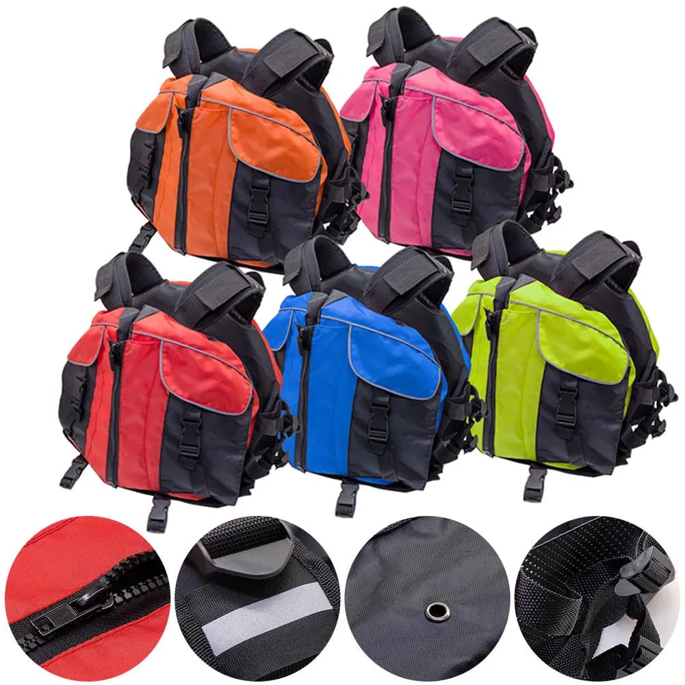 Adjustable life jacket for water sports, floating reflective safety vest for snorkeling, swimming, kayaking, rowing