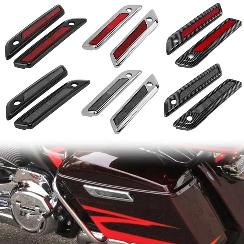 Motorcycle Hard Saddlebag Latch Cover Reflector Outer Lid Hinge For Harley Touring Road Electra Street Glide Road King 2014-2023
