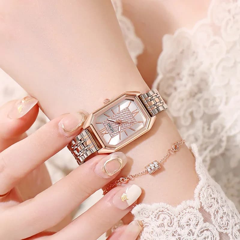 Orologio da donna al quarzo rettangolare di nuova moda Orologio da polso da donna con cinturino in acciaio inossidabile Reloj Mujer Orologio da ragazza regalo