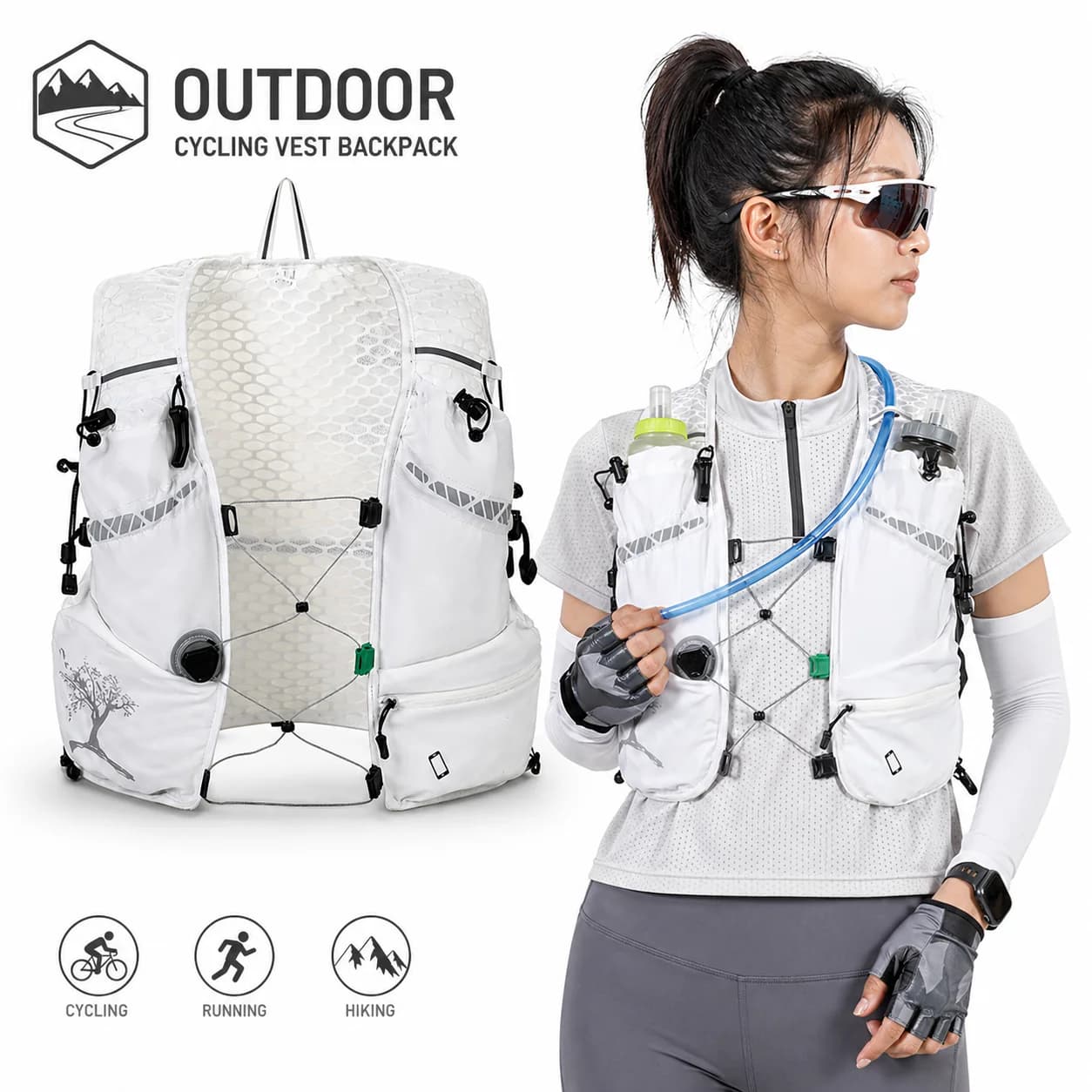 Gilet Leggero per Trail Running, Zaino Idratazione Traspirante, Borsa Idratazione per Maratona, Gilet Sportivo con Sacca d'Acqua per Uomo e Donna
