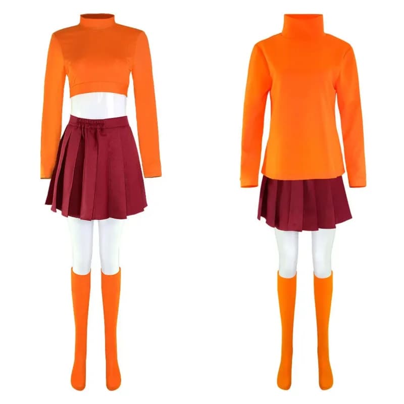 Nene 2025 Velma Arancione Top Gonna Calzini Costume Cosplay Daphne Abito viola Costumi di Halloween per Wome
