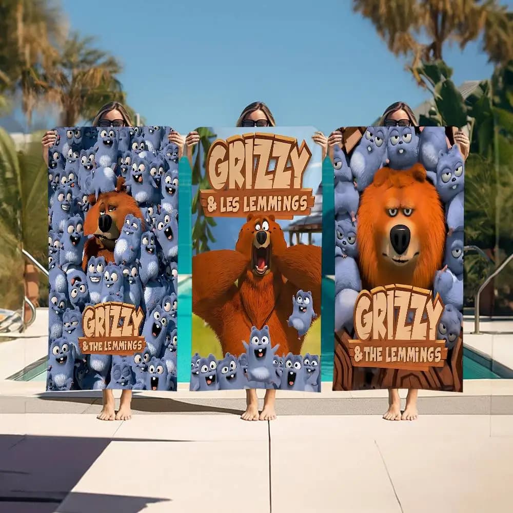 Asciugamani da spiaggia in microfibra G-Grizzly e L-Lemmings, asciugamani ad asciugatura rapida, asciugamani da spiaggia, asciugamani da piscina per viaggi, nuoto, piscina, yoga