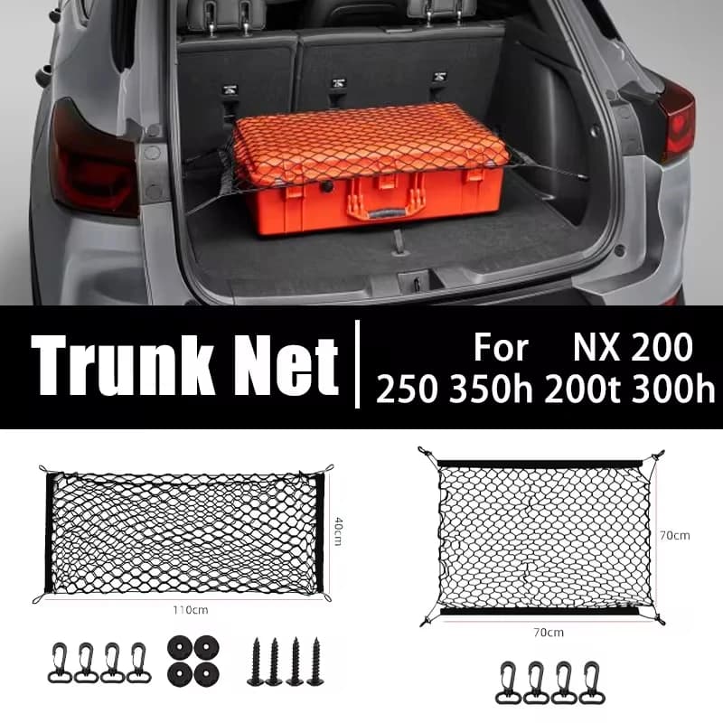Reti per bagagliaio dell'auto per Lexus NX 200 250 350h 200t 300h borsa ibrida Mesh Nylon Trunk Organizer accessori per borse portaoggetti elastiche per bagagli