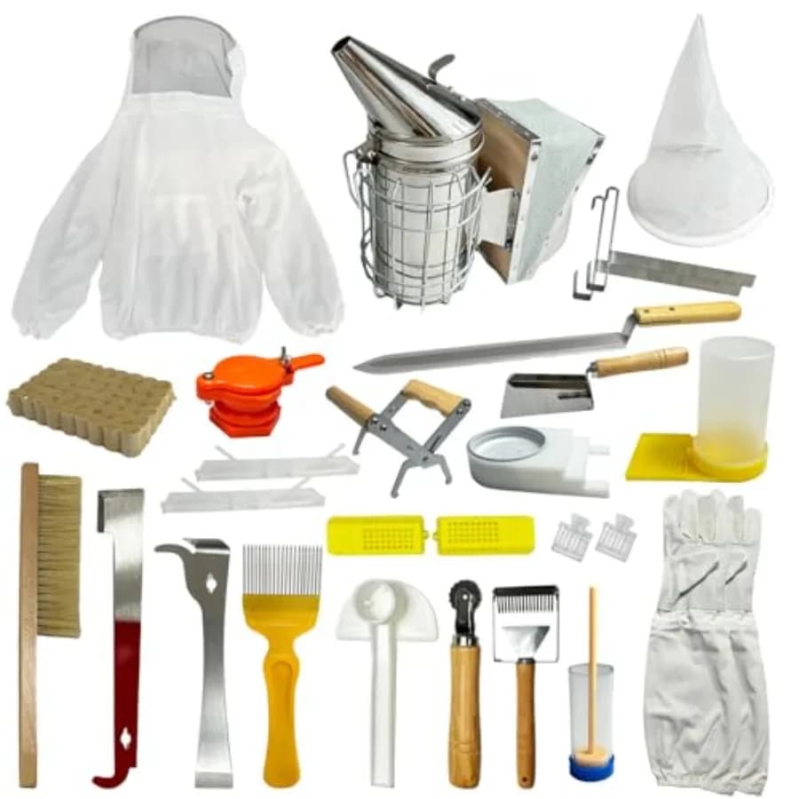 27 PCS Bee Keeping Starter Kit - Beekeeping Supplies, Honey Bee Hive Tools Bee Smoker Kit, Bee Keeper Supplies All with Jacket