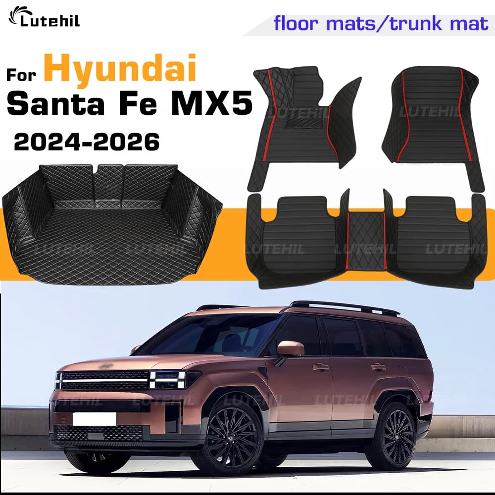 For Hyundai Santa Fe MX5 5/6/7 places 2024 2025 2026 Car Mat Custom Full Cover Zerbino Foot Reliefs Cargo Liner