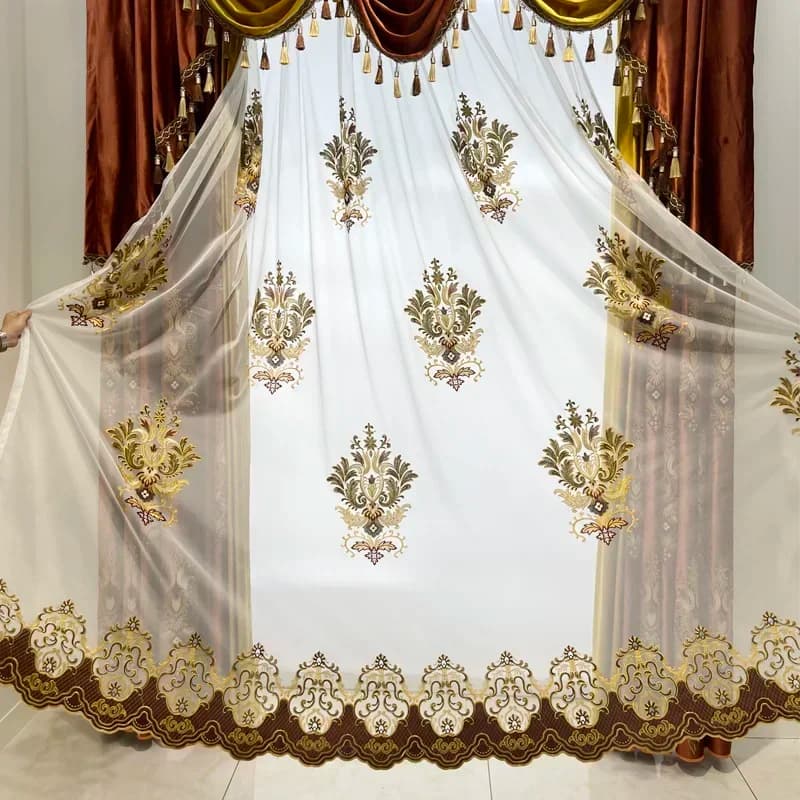 Royal High-end Gold Embroidery Luxury Curtains For Living Rooms Bedroom Screen Red Splicing Velvet Thickened French Window Villa