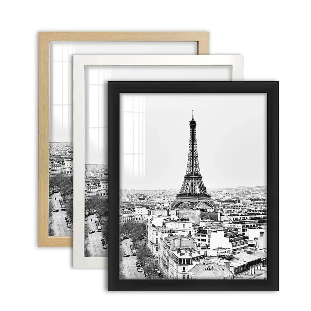 "8x12" Pollici Cornice Nero Bianco Legno Grano Documento Cornice per foto 21x30 cm A4 Poster Pittura su tela Espositore Immagine Decorazione della parete