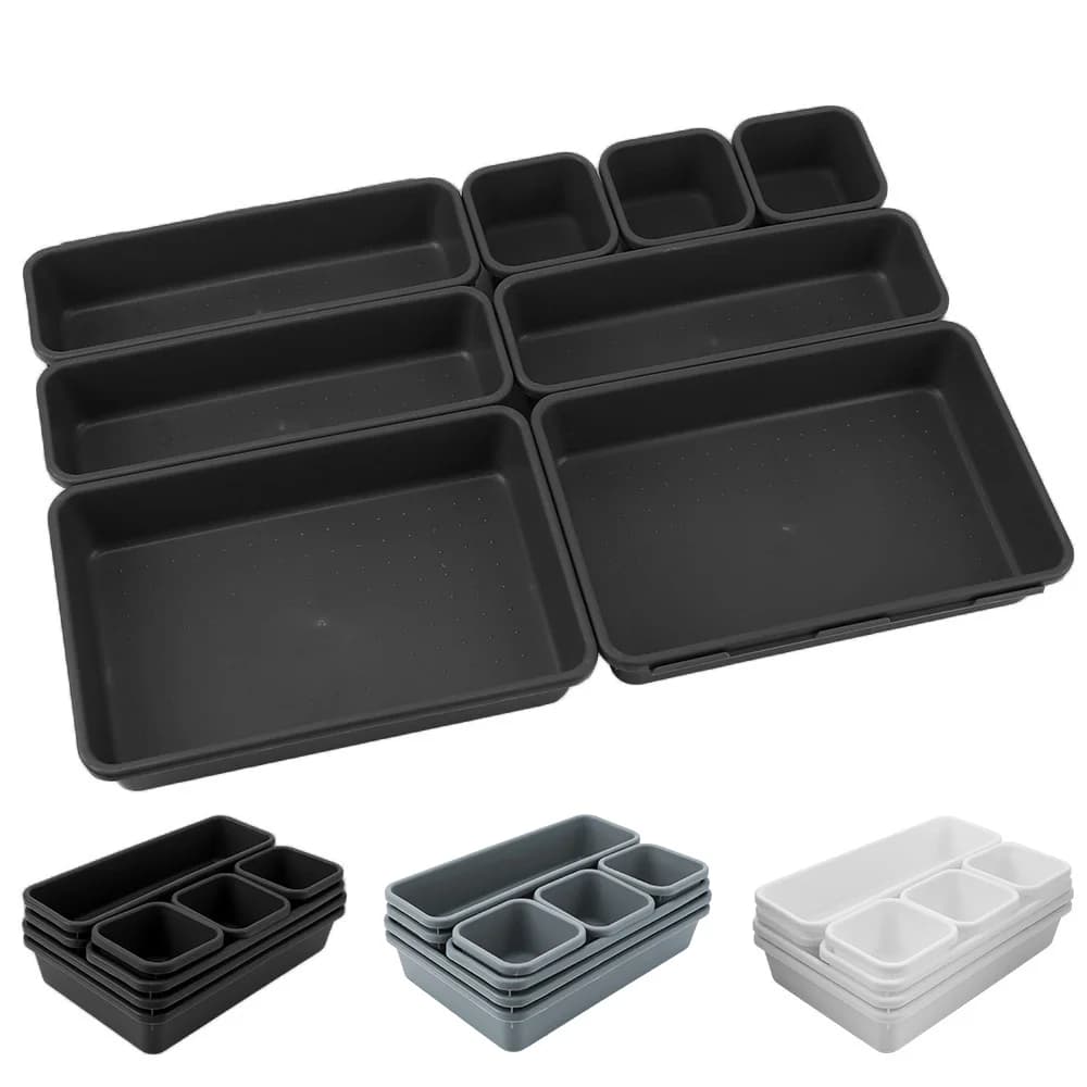 Storage Drawer Storage Box Kitchen Bathroom Storage Trays Closet Cover Sundries Jewellery Holder 8pc/set Make Up Organizer Box
