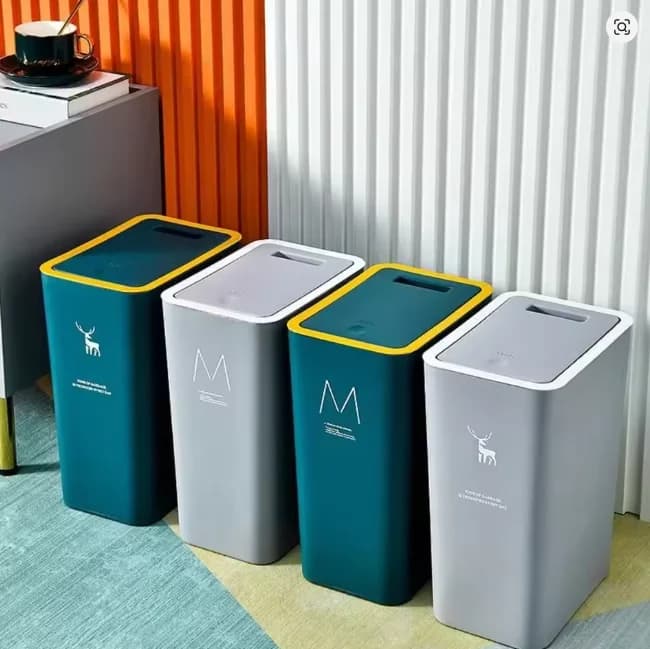 15/10L Bathroom Kitchen Trash Can with Lid Press-type Waste Bins Living Room Toilet Nordic Rectangular Garbage Bin Wastebaskets