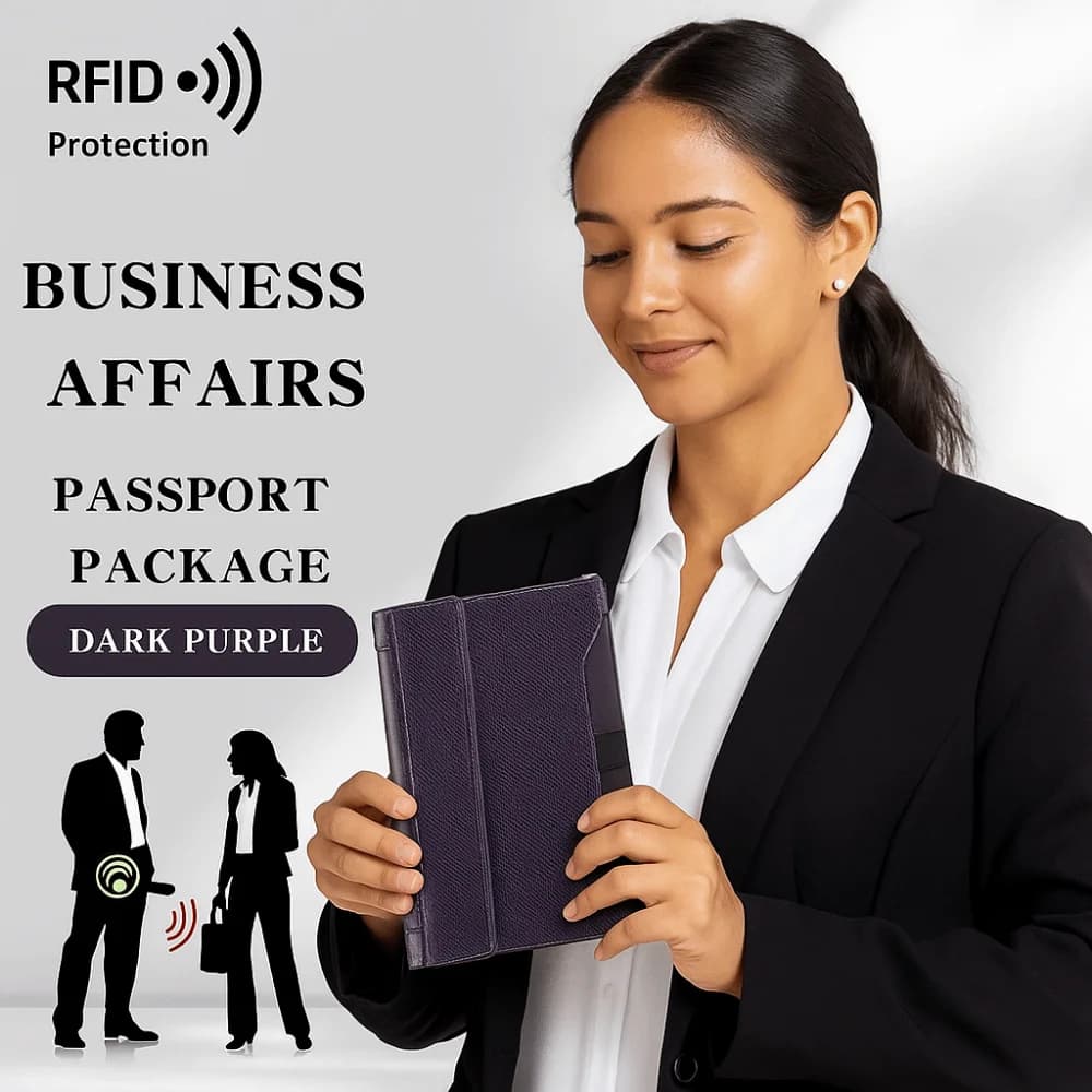 Solid Color Passport Holder Ticket Slot RFID Blocking Credit Holder Clip Design Leather Passport Wallets Card Bag Protector