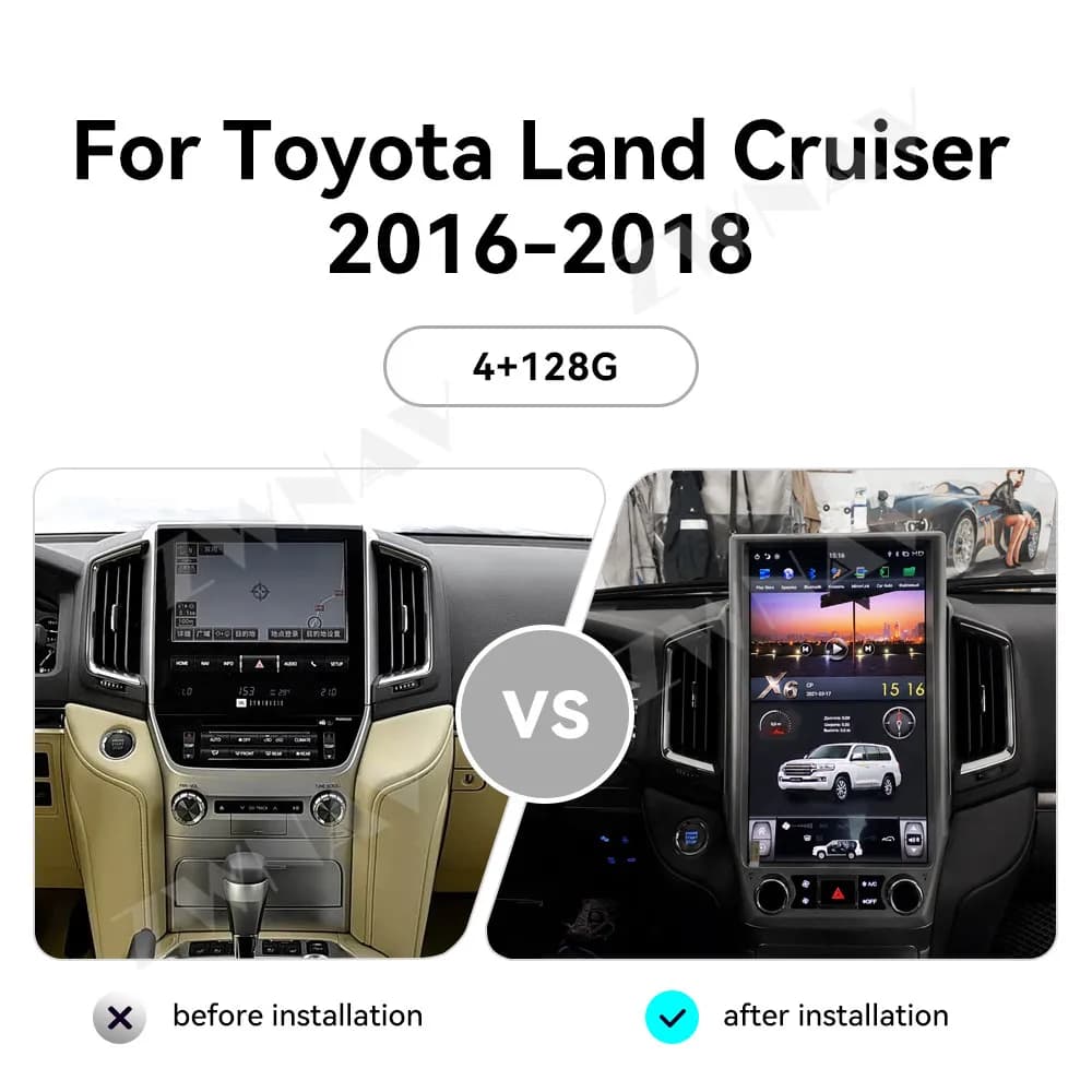 Car Multimedia Player Gps Navi Radio Wireless Carplay Android Auto Android 9.0 16 Inch Screen For Toyota Land Cruiser 2016-2018