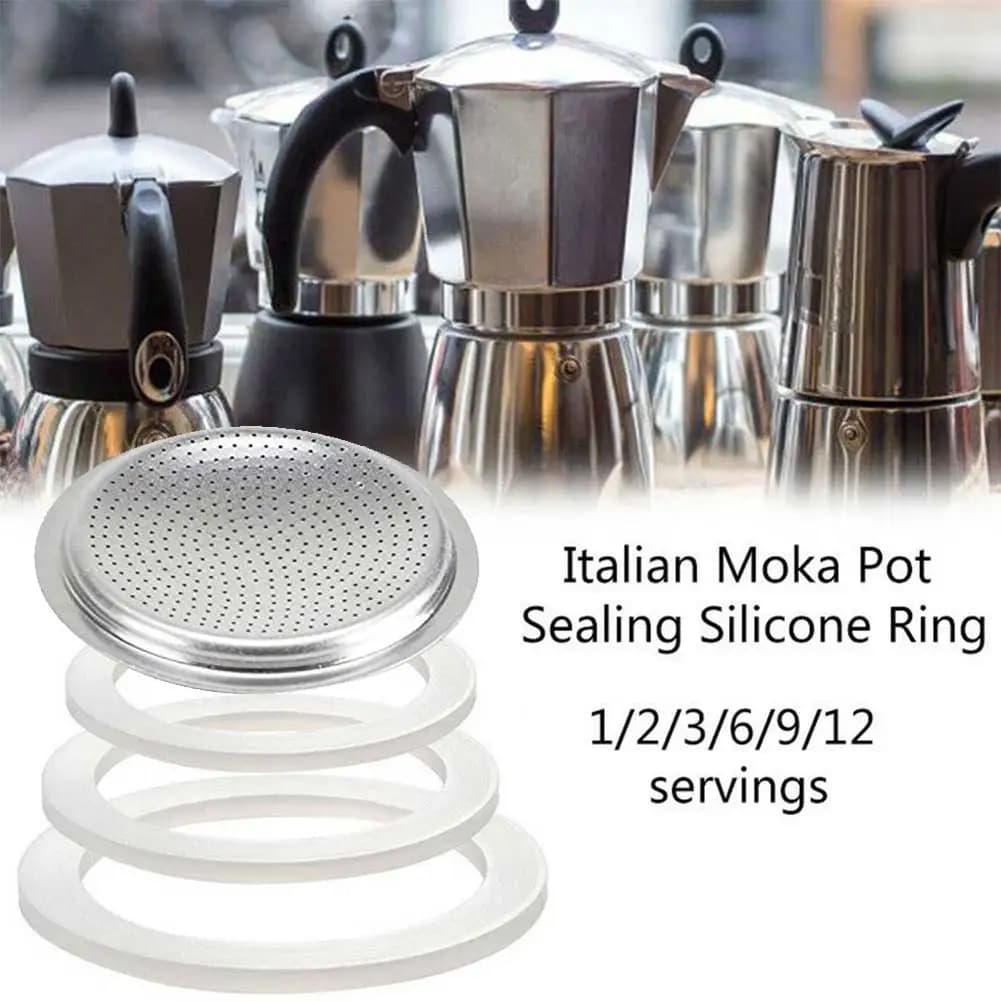 1/2/3/6/9/12 Cup Coffee Rubber Ring Gasket Filter Set Gasket Seal Silicone Rubber For Moka Pot Espresso Coffee Makers Parts