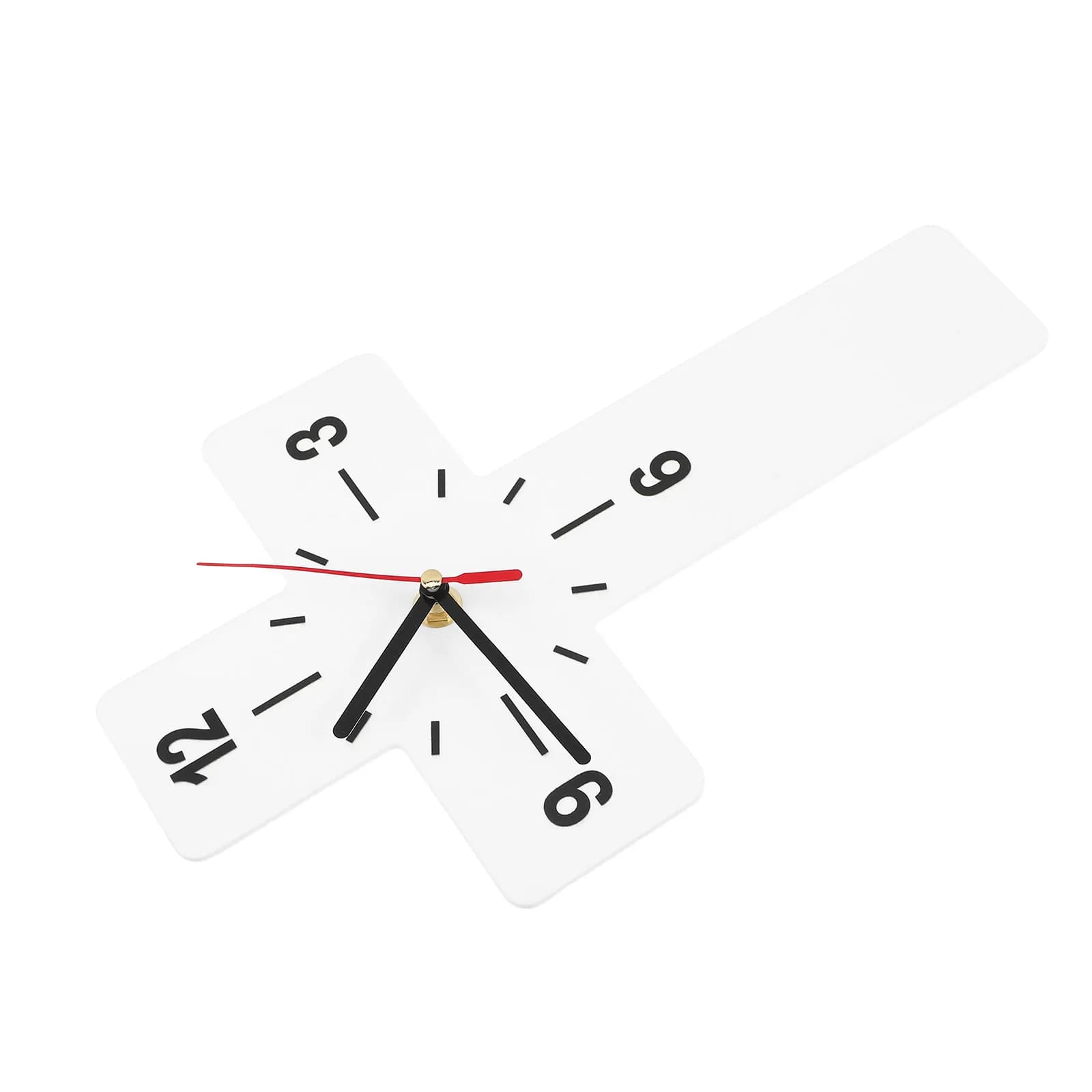 Cross Wall Clock Silent Sweep Quartz Movement 12 X 7 Inch Black Acrylic Decorative Non-Ticking Wall Clock for Nursery Bedroom