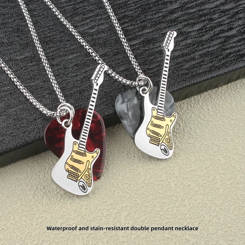 Collana con Ciondolo a Forma di Plettro per Coppie, Stile Punk Rock, Impermeabile, in Acciaio Inossidabile, Regalo di Moda Hip Hop per Uomini e Donne