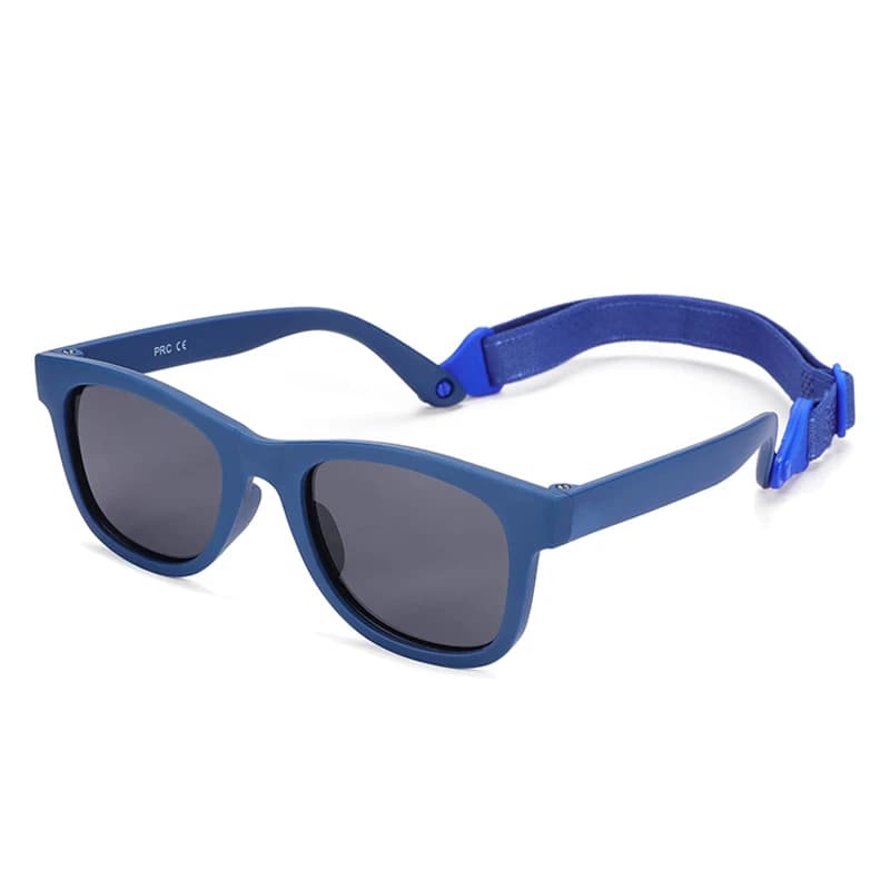 0-2 Years Baby Polarizrd Sunglasses with Belt Flexible Durable Square Silicone Frame Mirrored UV400 Lens Eyewear for Kids