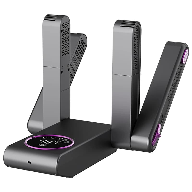 Deumidificatore elettrico portatile, asciuga scarpe, funzione retrattile, luce viola automatica rotante a temperatura costante inossidabile