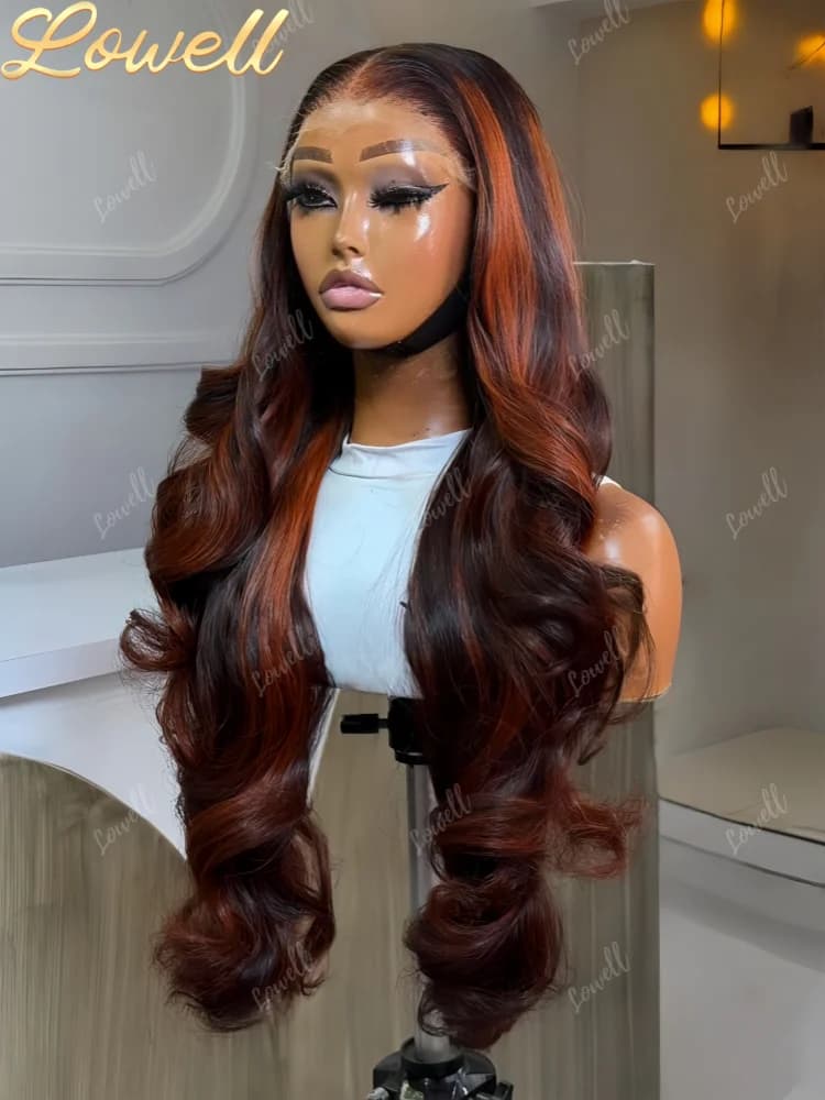 Highlight Body Wave 13x6 HD Omber Anterior Of Human Hair Wig Prepainted 1B/30 Black Brown Colored 13x4 HD Hair Front 100%