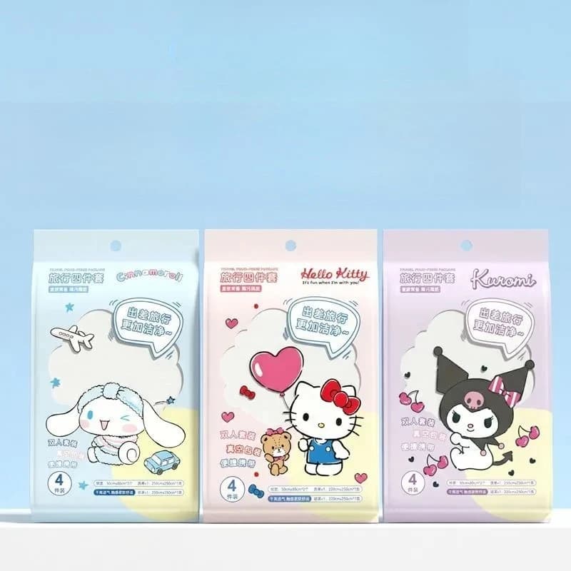 Set di Biancheria da Letto Ufficiale Sanrio Hello Kitty, 4 Pezzi, Lenzuola Spesse, Copripiumino, Federe Antibatteriche, per Hotel e Viaggi