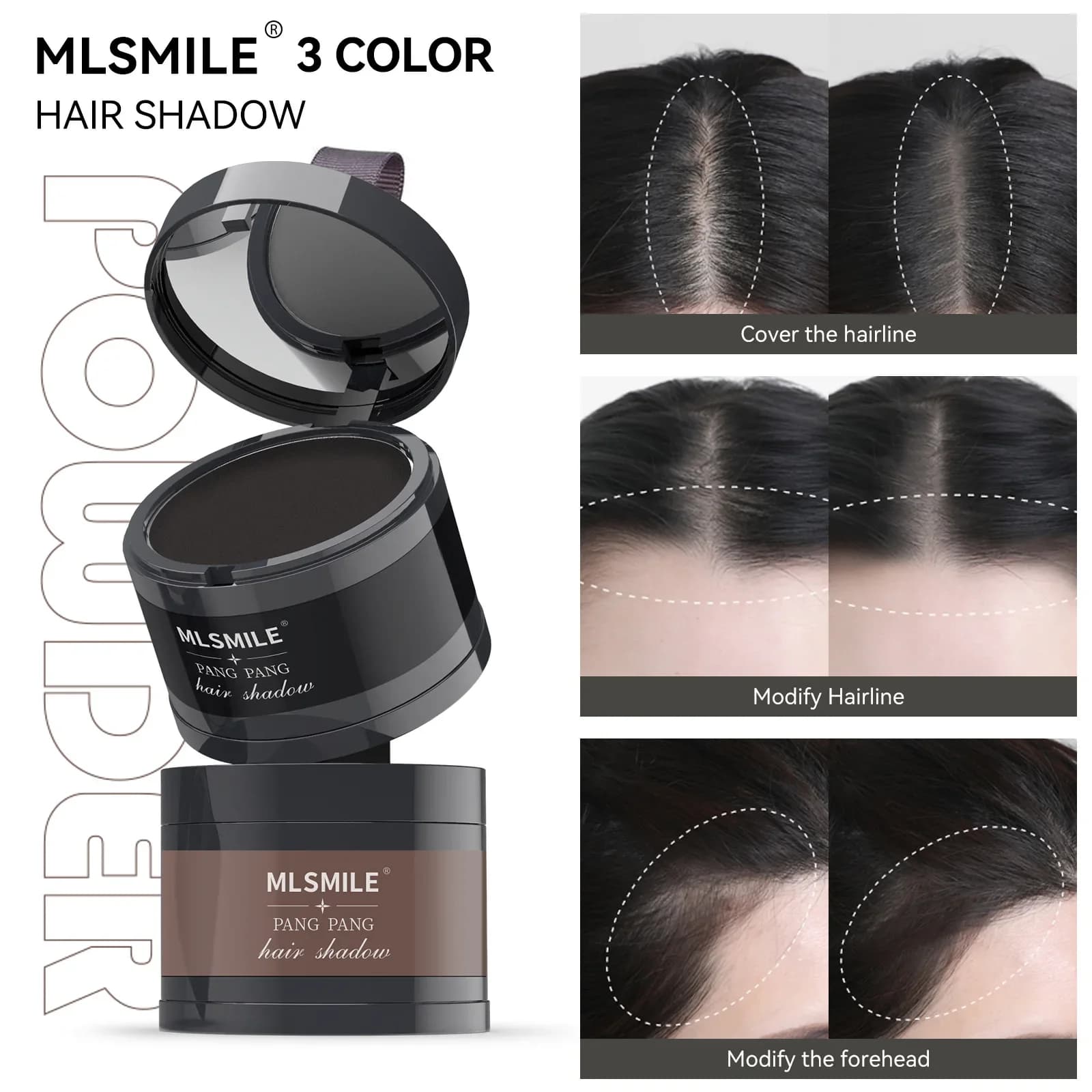 Muslimoval 1PC riparazione dell'attaccatura dei capelli polvere di riempimento con soffio Sevich Fluffy Thin Powder Pang Line Shadow Powder fronte correttore per il trucco dei capelli