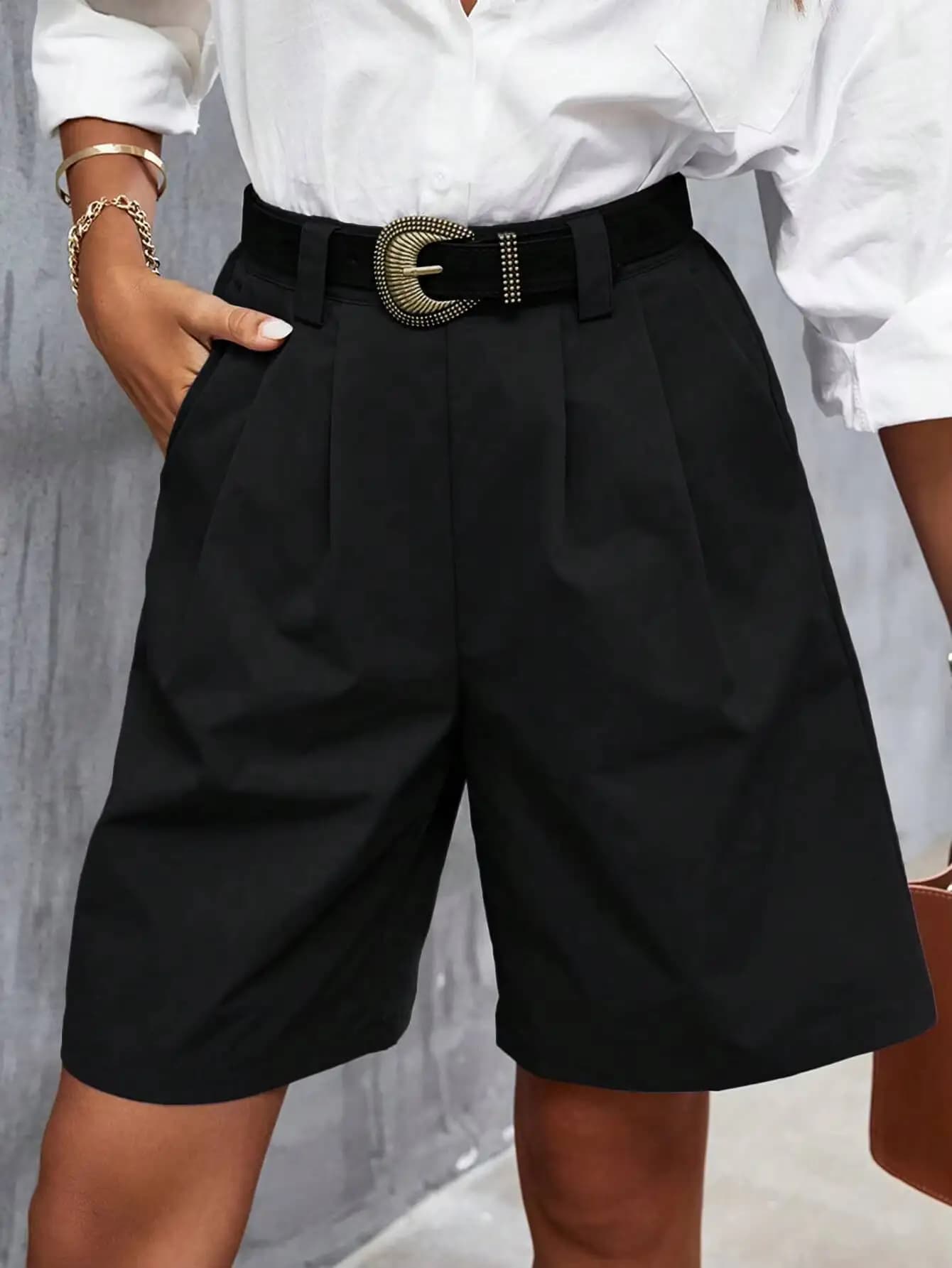 Women's Casual Shorts Spring-Summer, Comfortable Fit, Five Point Fashion Shorts with Belt, High Life, for Daily Use and Communalism