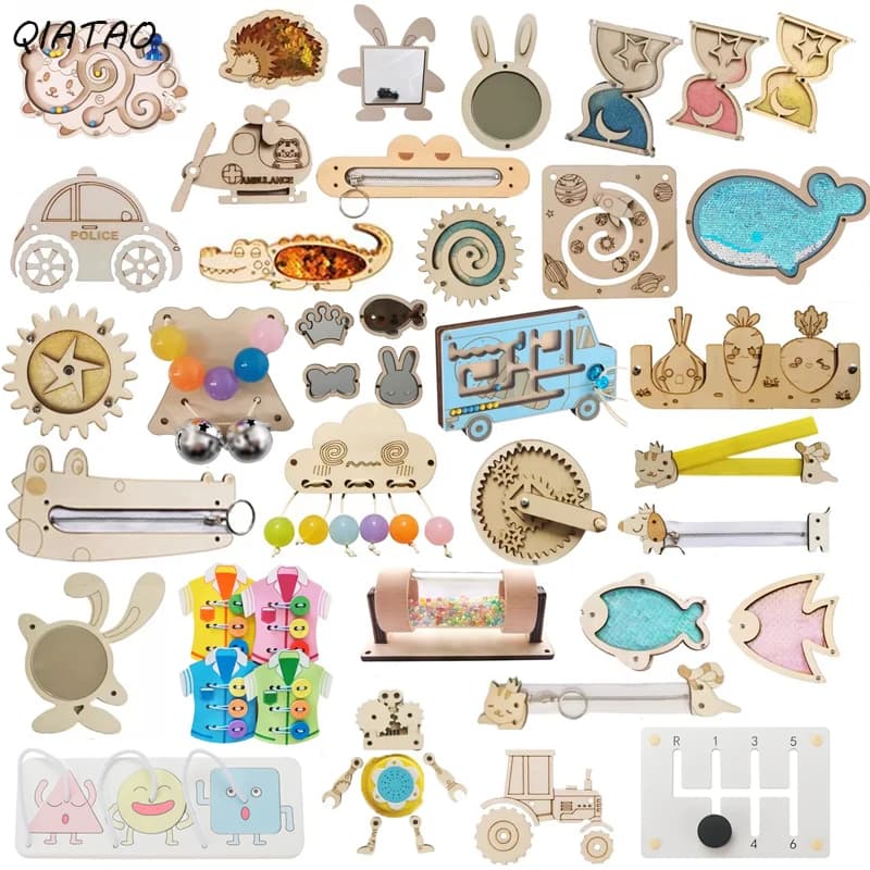 Giocattolo in legno Montessori per bambini Accessorio per bordo occupato Attrezzatura per balena blu Cerniera per animali Grafico Accoppiamento Clessidra Giocattoli educativi per regali