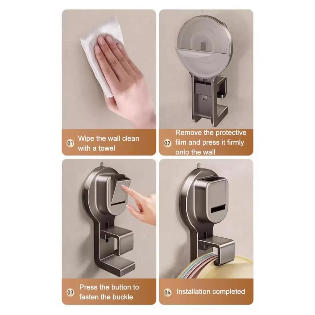 Gancio appendi-bacinella senza foratura, regolabile con ventosa, gancio da parete resistente per bagno e cucina, per asciugamani e stoccaggio