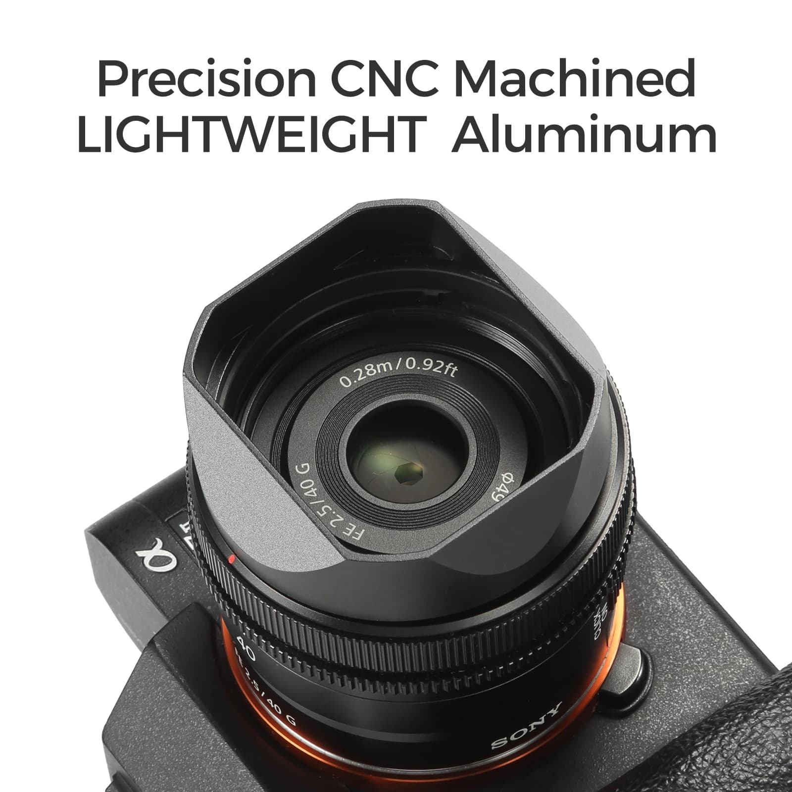 LH005 Aluminum Metal Lens Hood with Adapter Ring for Sony FE50F2.5 FE40F2.5G FE24F2.8G FE35F2.8ZA Camera Lens