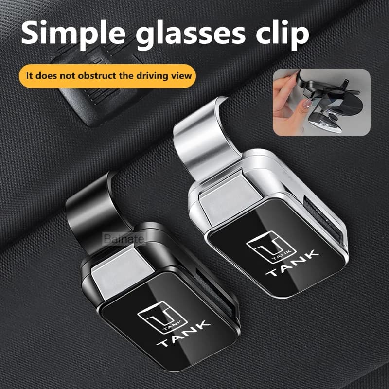 Car Sun Visor Glasses Clips For WEY TANK 300 TANK 400 TANK 500 TANK 700 2023 2024 One-hand Pressing Eyeglasses Holder storage