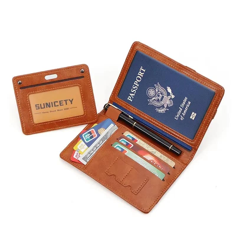 Porta Passaporto per Essenziali da Viaggio, Custodia Antifurto con Blocco RFID, Portafoglio Porta Carte per Donne e Uomini