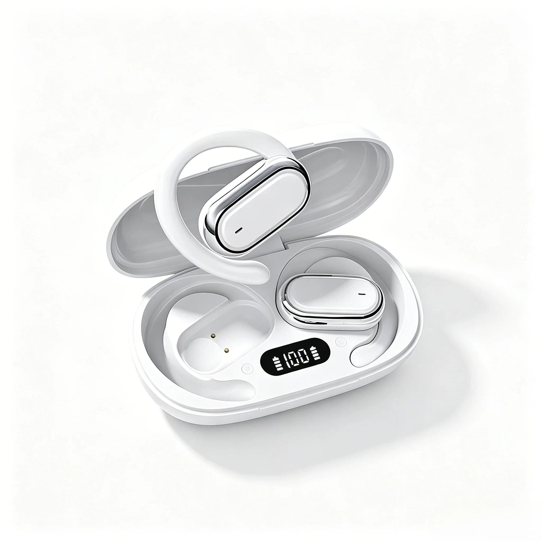 Wireless OWS Earhook Microphone Earphones with Smart LED Display Bluetooth 5.3 Earbuds for Enhanced Sound Comfort Headphones