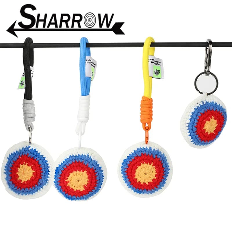 Ciondolo fatto a mano Tiro con l'arco Bersaglio Peluche Uncinetto Mini Decor Portachiavi Decorazione Ciondoli da trasporto per accessori per frecce e arco