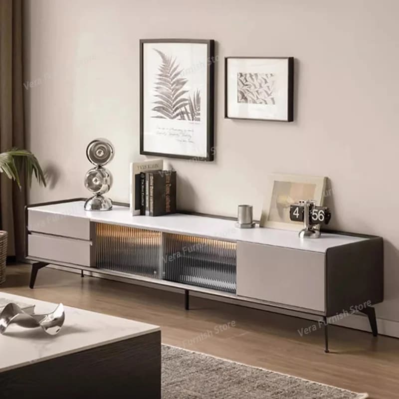 Mobile TV Moderno per Soggiorno, Consolle Porta Monitor in Legno Stile Nordico, Tavolo TV con Cassetti, Design Universale, Mobili Italiani
