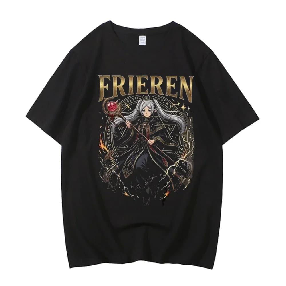 Frieren cotton shirt teen harajuku Vintage 80s streetwear Retro Psychedelic shirt University Graphic Classic Gothic Pop Culture